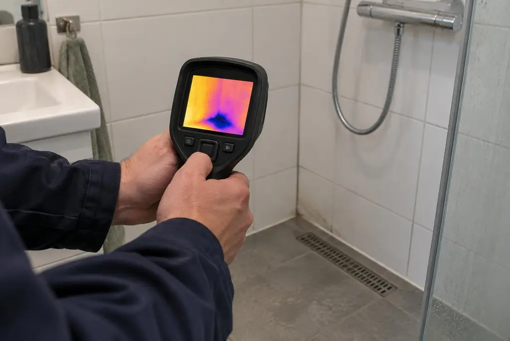 Lekdetectie Eemnes – lekdetectiespecialist met warmtebeeldcamera in een badkamer